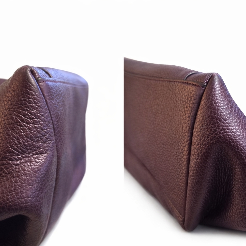 Coach Plum Leather Tote with Gold Accents - Picture 4 of 6